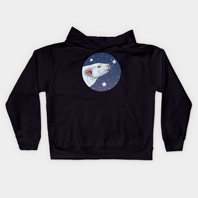 Albino Rat Stargazing Kids Hoodie by WolfySilver